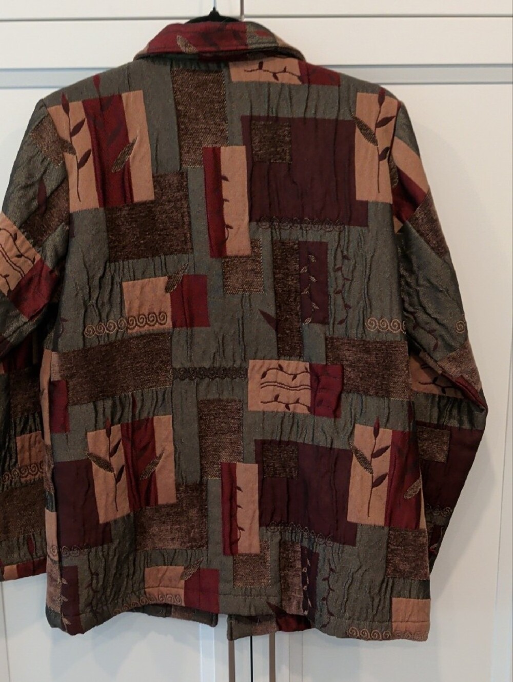 Northern Reflections Multitone Patchwork Blazer in Olive, Burgundy & Tan - Picture 3 of 3